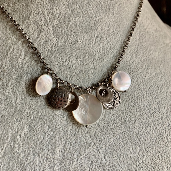 SILPADA Sterling Mother Of Pearl Coin Necklace 925 - Picture 4 of 10